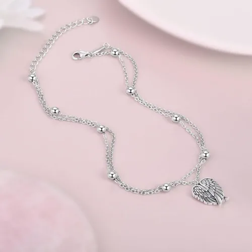 Vista 135 de CHIC & ARTSY Tobilleras delicadas de plata de ley S925 para verano, pulsera de tobillo ajustable multicapa para playa, joyería de pie para mujer