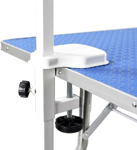 Vista 3 de Flying Pig - Mesa plegable de 32 pulgadas con marco de acero inoxidable resistente para perros y mascotas (32 x 21 pulgadas, azul)
