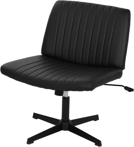 Vista 9 de [Usado] BestOffice Silla cruzada cómoda, sin brazos, con patas cruzadas, silla de escritorio sin ruedas, silla de escritorio amplia ajustable Beige