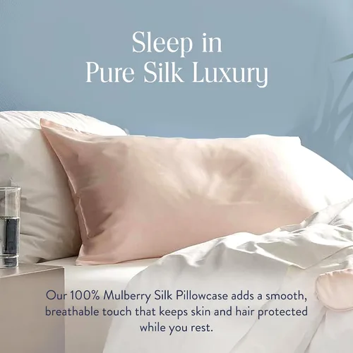 Vista 5 de Brooklinen Funda de almohada de seda de morera – Funda de almohada de seda 100% pura, suave y duradera, comodidad antifricción, textura suave