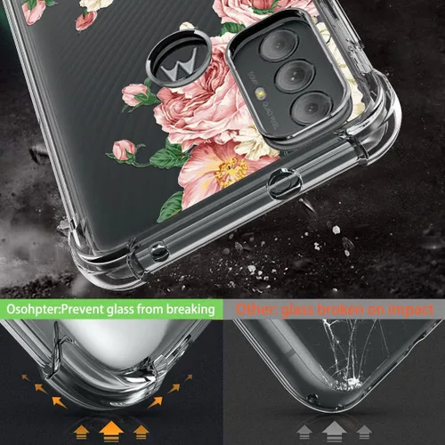Vista 3 de Osophter Funda para Moto G Power 2022 con diseño floral para niñas y mujeres, absorción de golpes, flexible, de goma TPU para Motorola Moto G