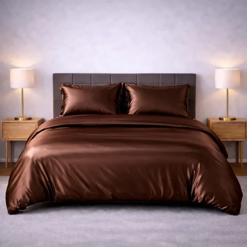 Vista 33 de Juego de funda de edredón de satén de seda – Juego de ropa de cama de lujo de 4 piezas con 1 funda de edredón, 1 sábana bajera