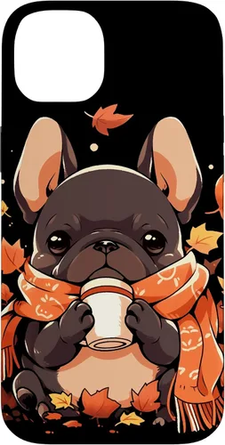 Vista 15 de French Bulldog Fall Autumn Pumpkin Spice Latte Frenchie Dog Case for iPhone 17