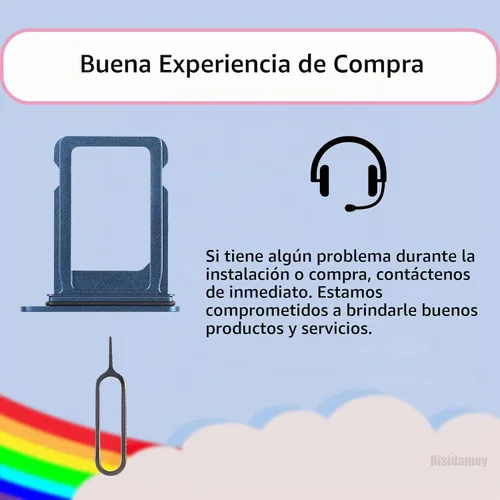 Vista 6 de Para iPhone 13 Azul Tarjeta SIM Bandeja de Reemplazo Solo Versión SIM para iPhone13 Ranura para tarjeta con anillo de goma impermeable Herramienta