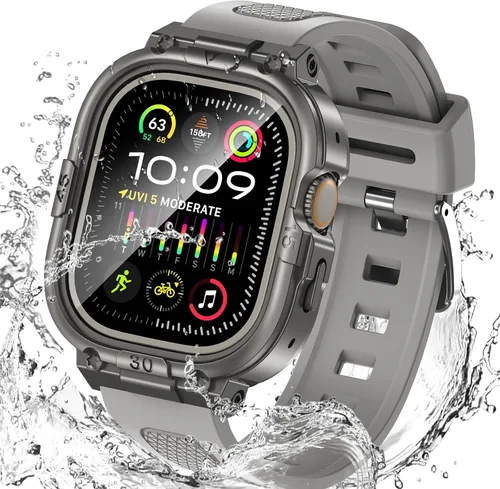 Vista 30 de Goton Estuche impermeable 3 en 1 con correa para Apple Watch con protector de pantalla de vidrio templado incorporado de 40 mm, cubierta frontal