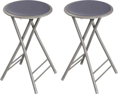 Vista 22 de Lavish Home Taburete plegable con asiento acolchado sin espalda, juego de 2