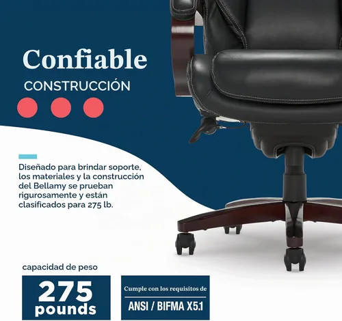 Vista 11 de La-Z-Boy Executive Ergonomic Office Chair with Lumar Support, Leather Chair Negro