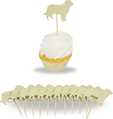 Vista 7 de Juego de 12 adornos para cupcakes de pastor alemán Decoración de pastel de perro negro hecho a mano Decoración de fiesta de cumpleaños