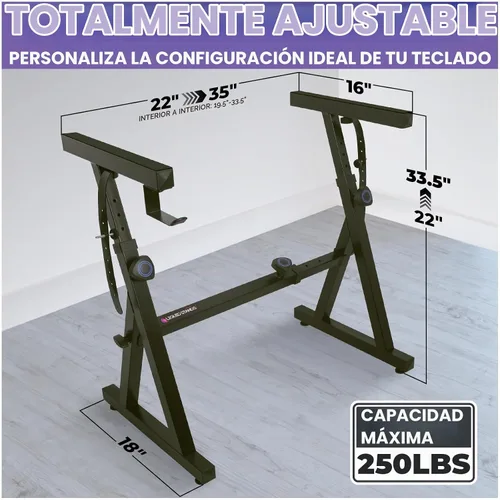 Vista 3 de Liquid Stands Soporte de teclado de piano dual con 2do nivel, estilo Z, ajustable y portátil, soporte de música resistente de 2 niveles