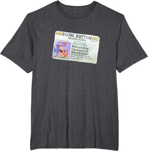 Vista 21 de SpongeBob SquarePants Camiseta con logotipo de Patrick Star Driver License King, Negro
