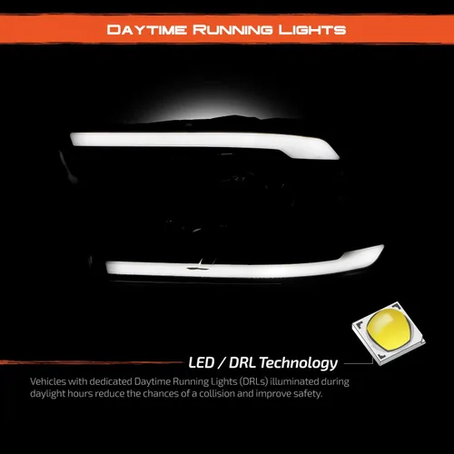 Vista 3 de AKKON - Par de faros delanteros negros para Dodge Ram 1500 2009-2018 10-18 Ram 2500/3500 con tubo LED DRL