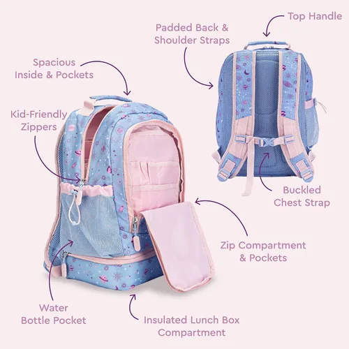 Vista 3 de Bentgo Kids Prints, 2 en 1, Mochila y lonchera aislada