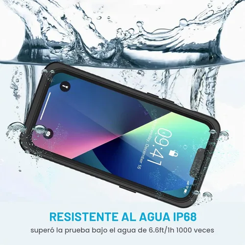 Vista 5 de Lanhiem Funda para iPhone 13, impermeable IP68, a prueba de polvo, a prueba de golpes, con protector de pantalla integrado, carcasa sellada completa