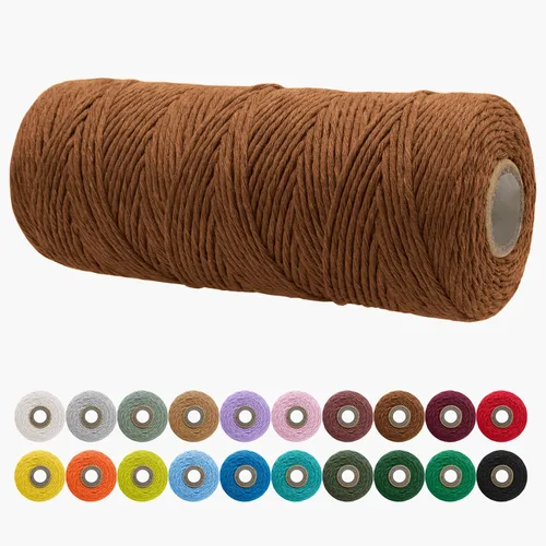 Vista 53 de JeogYong Cordón de macramé de un solo hilo 3 mm x 109 yardas (328 pies) Cuerda de algodón suave Hilo de macramé de 3 mm, suministros de macramé
