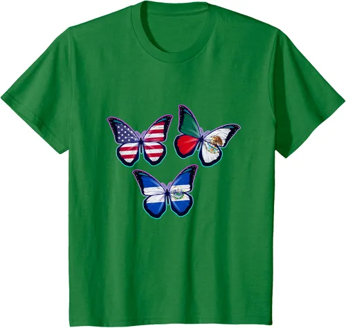 Vista 49 de Multiculti Heritage. Camiseta El Salvador México y Estados Unidos