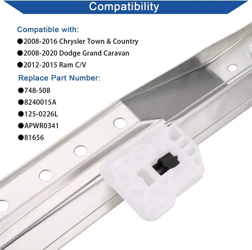 Vista 3 de Obaee 748-508 Regulador de Ventana Eléctrica Delantero Izquierdo del Lado del Conductor y Conjunto de Motor Compatible con Dodge Grand Caravan