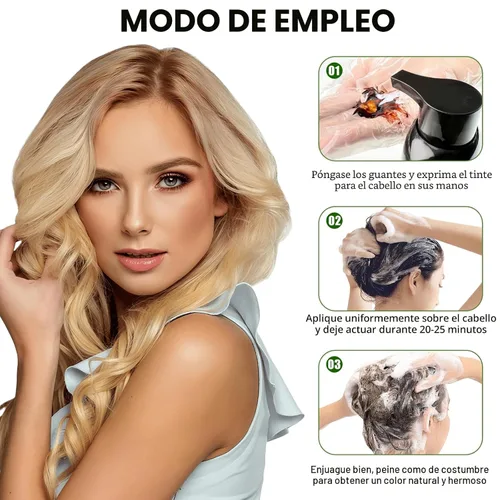 Vista 7 de Champú rubio claro del tinte para el cabello para la cobertura de canas con aceite de argán y ginseng, sin amoníaco ni parabenos, color natural