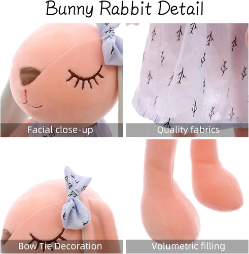 Vista 3 de Dyoart Conejo de Pascua personalizado con nombre, juguete de peluche bordado hecho a mano, regalo de Pascua personalizado para bebés y niñas pequeñas