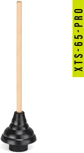 Vista 2 de SteadMax XTS-65-PRO Desatascador de Inodoro Resistente, Grado Comercial, Potente Copa de Goma de Doble Fuerza de Empuje con Mango de Madera