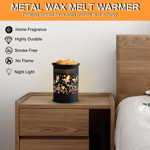 Vista 4 de kobodon Calentador de cera de metal, calentador de cera derretida, quemador de cera para velas, calentador de cera eléctrica para derretir velas