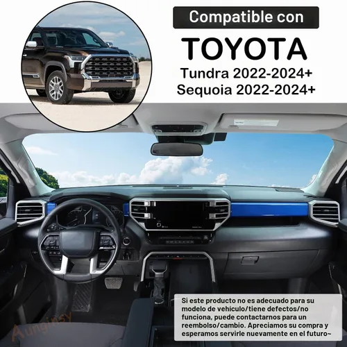 Vista 2 de Aunginsy Tiras de Panel de Salpicadero de Control Central Compatibles con Toyota Tundra/Sequoia 2022-2025 Moldura de Consola Central de Coche Azul