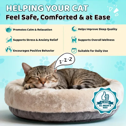 Vista 2 de Wagmee Golosinas calmantes para gatos, 500 masticables crujientes y cremosos para gatos con melatonina, manzanilla para aliviar el estrés
