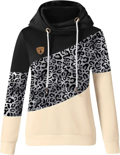 Vista 3 de SNKSDGM Sudaderas con capucha para mujer, con botones, manga larga, bloques de color, con cremallera, forro polar mullido de gran tamaño, Negro