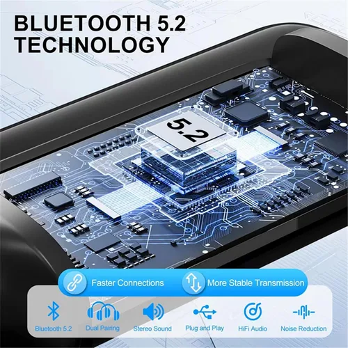 Vista 5 de Transmisor Bluetooth V5.2 para TV, transmisor de audio inalámbrico de doble par compatible con auriculares Airpods, altavoz, adaptador Bluetooth