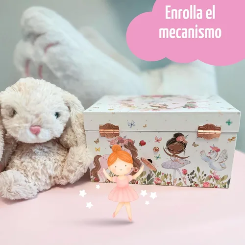Vista 6 de The Memory Building Co Caja de joyería musical de bailarina, reproduce melodía clásica, caja de música con almacenamiento para niños de 6 a 12 años