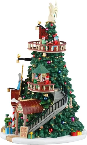 Vista 3 de Lemax Tiendas de Navidad The Tannenbaum Tower, funciona