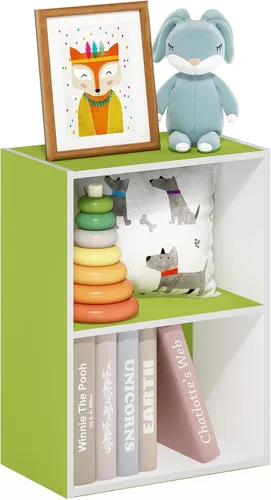 Vista 43 de Furinno LUDER - Estantería de libros, estantería moderna de 2 niveles, estantería abierta de 9 x 16 x 21, para sala de estar, dormitorio, oficina