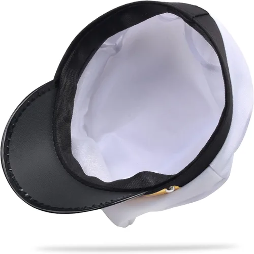 Vista 4 de Paquete de 4 gorras de capitán piloto, aviador, aviador, azul marino, para hombres y mujeres, color blanco