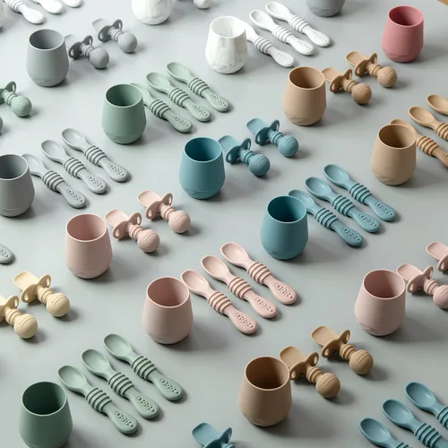 Vista 6 de SAMiGO Tazas de silicona para bebés de 6 a 12 meses, pequeñas tazas abiertas para entrenamiento y beber agua, suministros para el destete guiado por