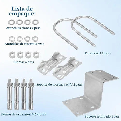 Vista 4 de XRDS-RF - Kit de montaje en poste de antena, soporte de montaje en poste de antena con doble abrazadera de pernos en U, soporte de mordaza en V