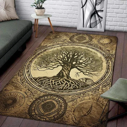 Vista 12 de Celtic Area Rug - Alfombra vikinga decorativa del árbol de la vida, suave, moderna, única, antideslizante, para comedor, regalo para padres, niños