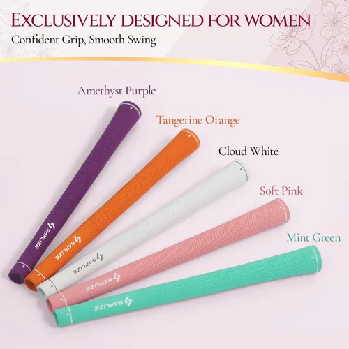 Vista 5 de SAPLIZE Agarres de golf exclusivos para mujer, paquete de 13 empuñaduras de goma suave con diseño cónico optimizado, cómodos y absorbentes