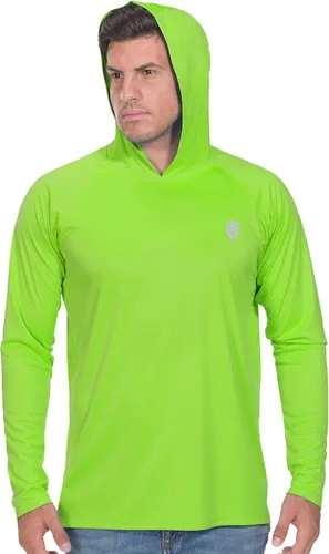 Vista 20 de Camisa de pesca para hombres de manga larga, con protección solar SPF 50+ UV, camiseta tipo sudadera Negro