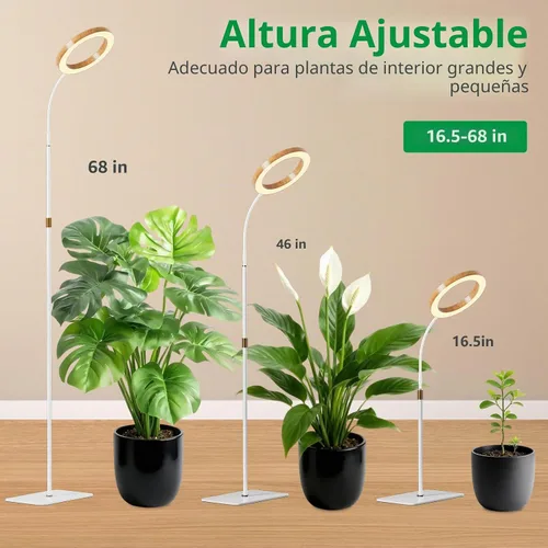 Vista 3 de SDOVUERC Luz de crecimiento de espectro completo con soporte para plantas de interior, luz de plantas de suelo, temporizador de 6/12/18H, 3 modos