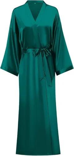 Vista 14 de Batas largas de satén suaves para mujer, batas largas de seda de longitud completa, kimonos, bata de baño sedosa, bata de baño Estampado floral