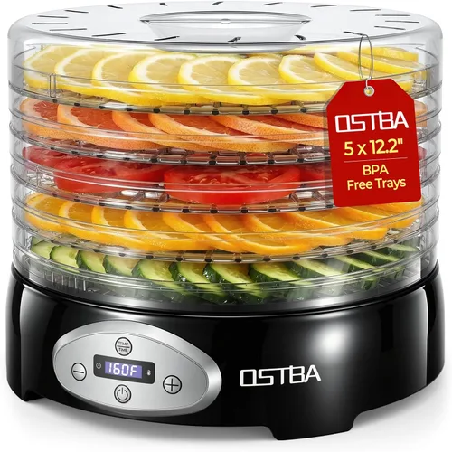 Vista 8 de OSTBA Deshidratador de alimentos, 5 bandejas sin BPA, temperatura ajustable