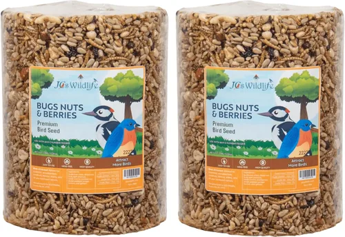 Vista 10 de JCs Wildlife Bugs Nuts and Berries - Cilindro grande de semillas de aves con agujero, cero relleno para comederos exteriores, llaves de pájaros