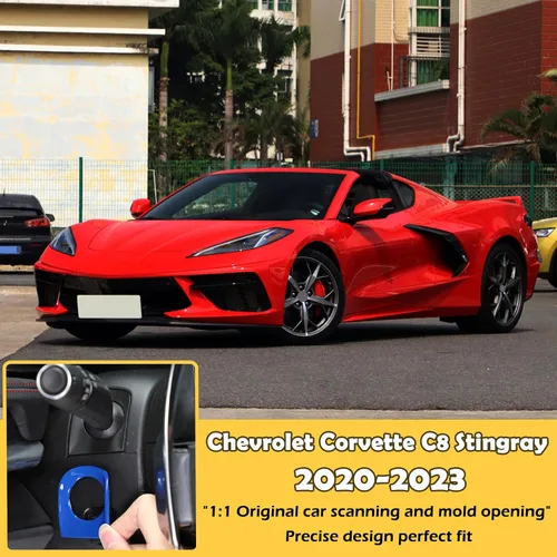 Vista 6 de Cubierta para base de barra de dirección, cubierta decorativa compatible con Chevrolet Corvette C8 2020 2021 2022 2023, plástico ABS para volante