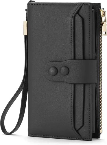 Vista 15 de SENDEFN Cartera de cuero para mujer, con bloqueo RFID, tarjetero para tarjetas de crédito, cartera de mano para mujer