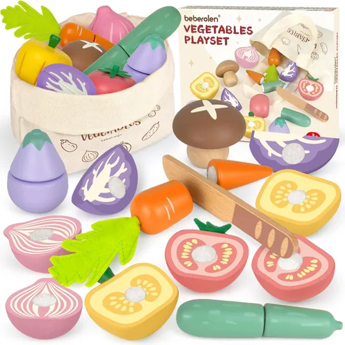 Vista 2 de Juegos de comida de madera para niños de cocina y café de madera, juegos de simulación para niños pequeños