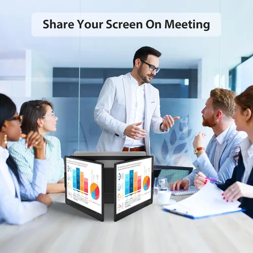 Vista 9 de KYY - Monitor portátil triple para portátil, extensor de pantalla USB-C FHD 1080P de 14'', pantalla IPS de computadora, pantalla triple, monitor