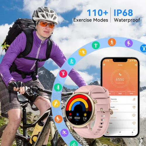 Vista 4 de Reloj inteligente para mujer con rastreador de ejercicio: resistente al agua, para correr, relojes digitales para hombre, responder llamadas, reloj