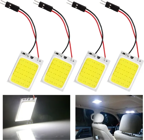 Vista 8 de YM E-Bright Bombilla de luz de panel LED con cúpula, luces interiores LED para camiones, Super Azul Hielo COB 24-SMD Auto Cúpula mapa de lectura