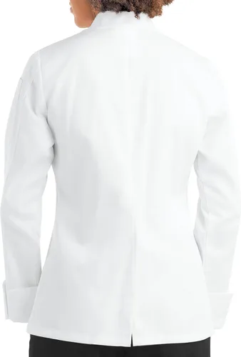 Vista 6 de ChefUniforms.com - Abrigo de chef clásico de manga larga para mujer (S-5X, 2 colores)