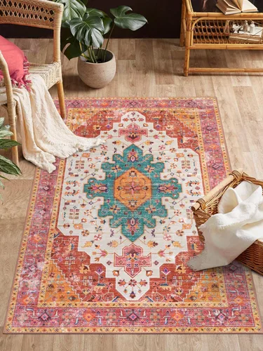 Vista 71 de Moynesa Alfombra ultra fina lavable de 2 x 3 pies, alfombra pequeña de cocina para entrada, interior, antideslizante, tapete vintage para puerta