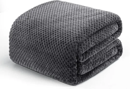 Vista 10 de Exclusivo Mezcla - Manta grande de forro polar tipo gofre para sofá, color negro